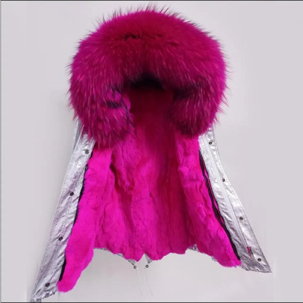 Women's Winter Casual Short Thick Warm Parka With Raccoon Fur