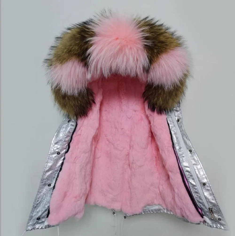 Women's Winter Casual Short Thick Warm Parka With Raccoon Fur