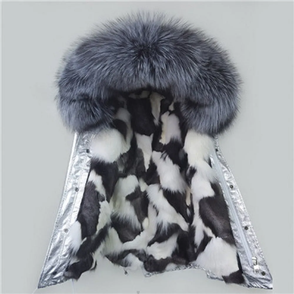 Women's Winter Casual Short Thick Warm Parka With Raccoon Fur