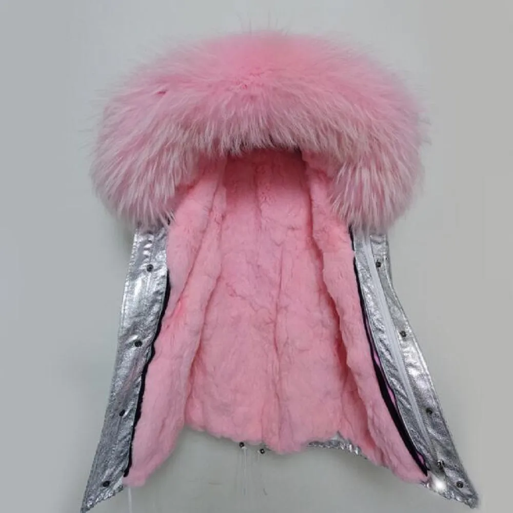 Women's Winter Casual Short Thick Warm Parka With Raccoon Fur