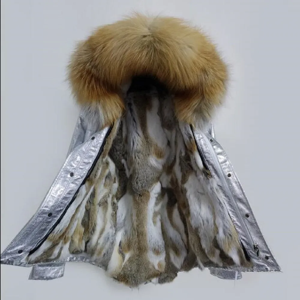 Women's Winter Casual Short Thick Warm Parka With Raccoon Fur
