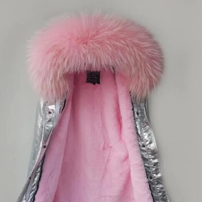 Women's Winter Casual Short Warm Parka With Raccoon Fur