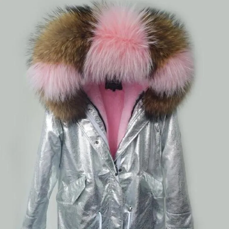 Women's Winter Casual Short Warm Parka With Raccoon Fur