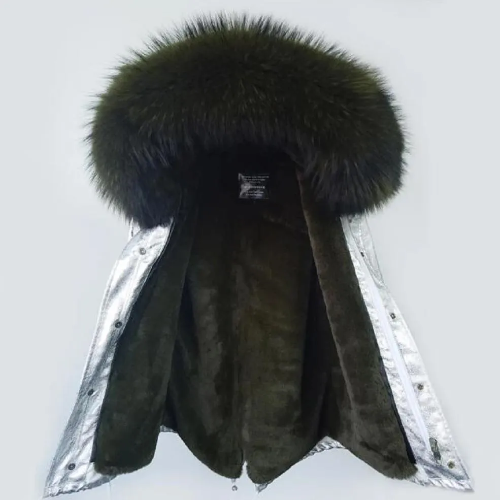 Women's Winter Casual Short Warm Parka With Raccoon Fur