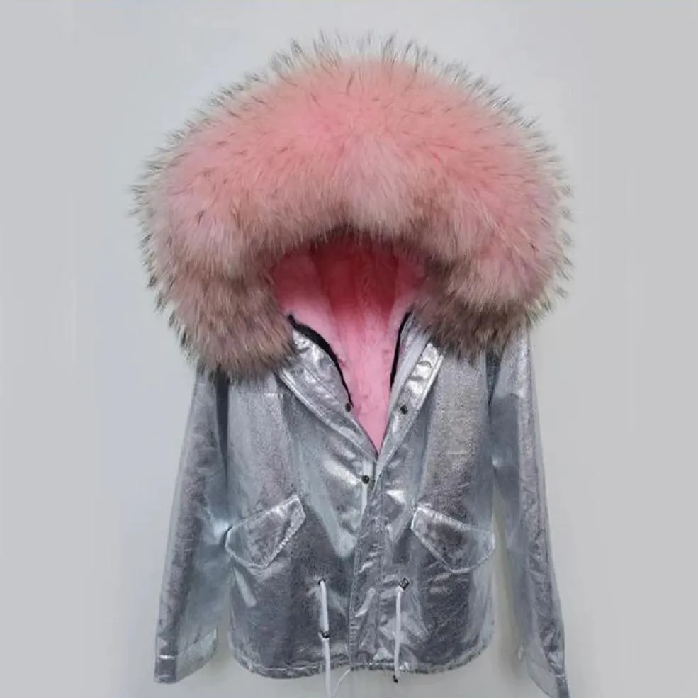 Women's Winter Casual Short Warm Parka With Raccoon Fur