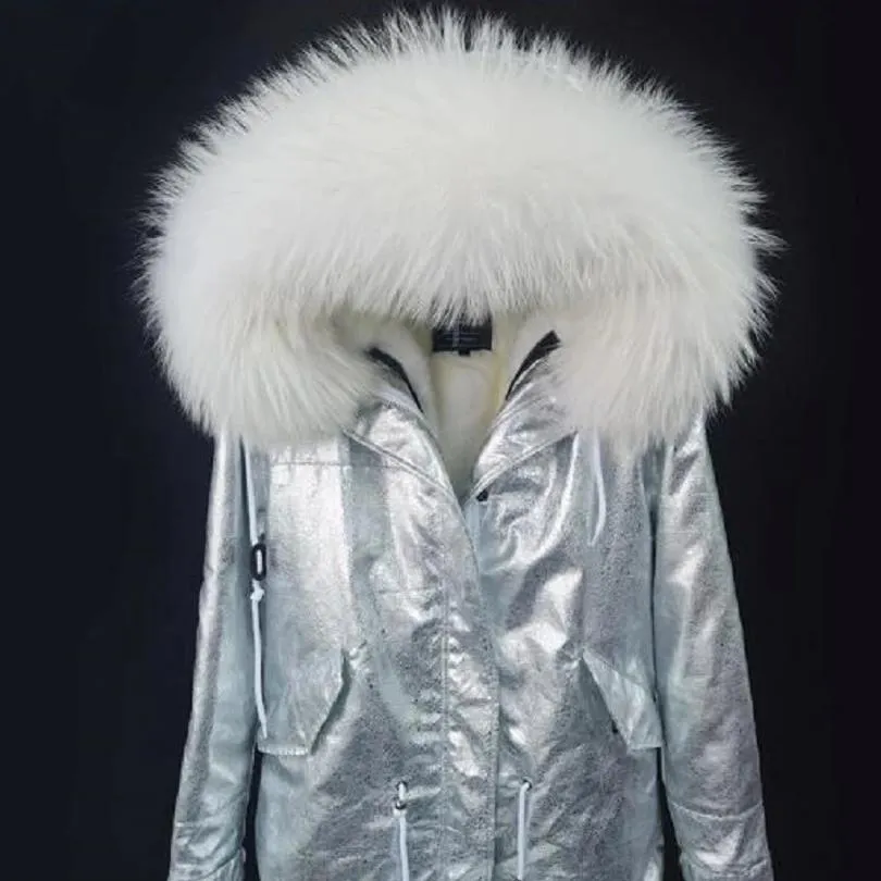 Women's Winter Casual Short Warm Parka With Raccoon Fur