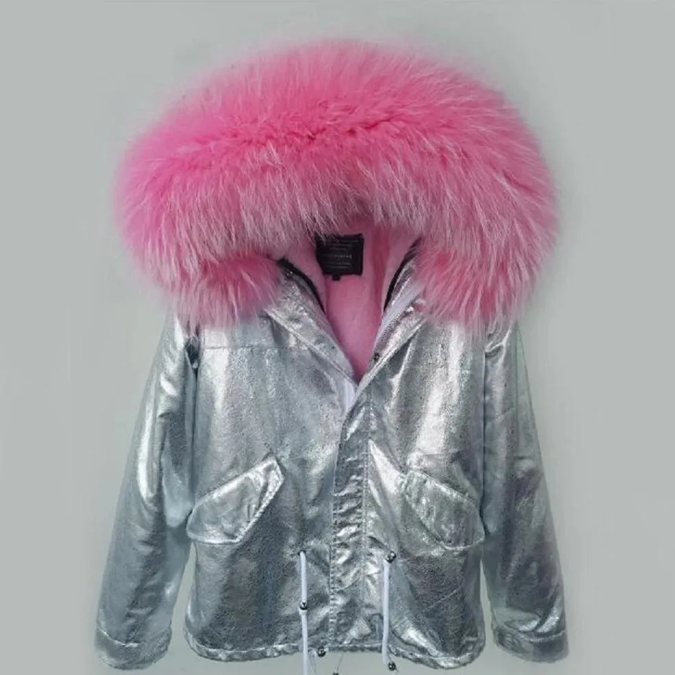 Women's Winter Casual Short Warm Parka With Raccoon Fur