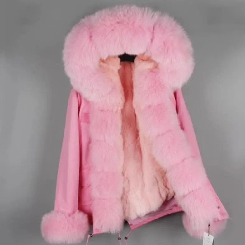 Women's Winter Casual Slim Thick Short Parka With Fox Fur