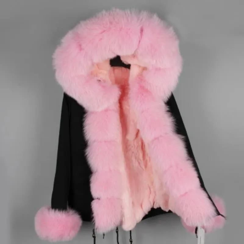 Women's Winter Casual Slim Thick Short Parka With Fox Fur