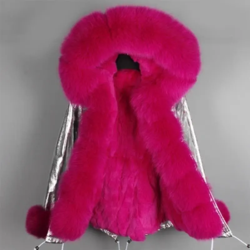 Women's Winter Casual Slim Thick Short Parka With Fox Fur