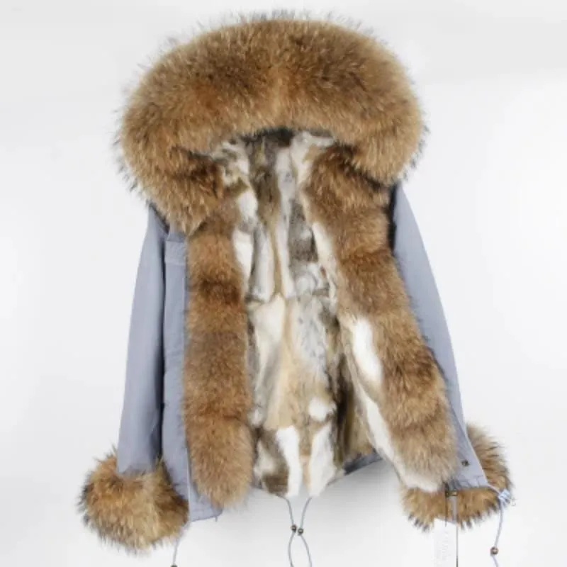Women's Winter Casual Slim Thick Short Parka With Fox Fur