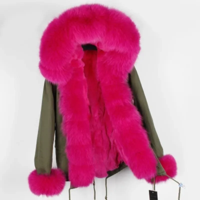 Women's Winter Casual Slim Thick Short Parka With Fox Fur
