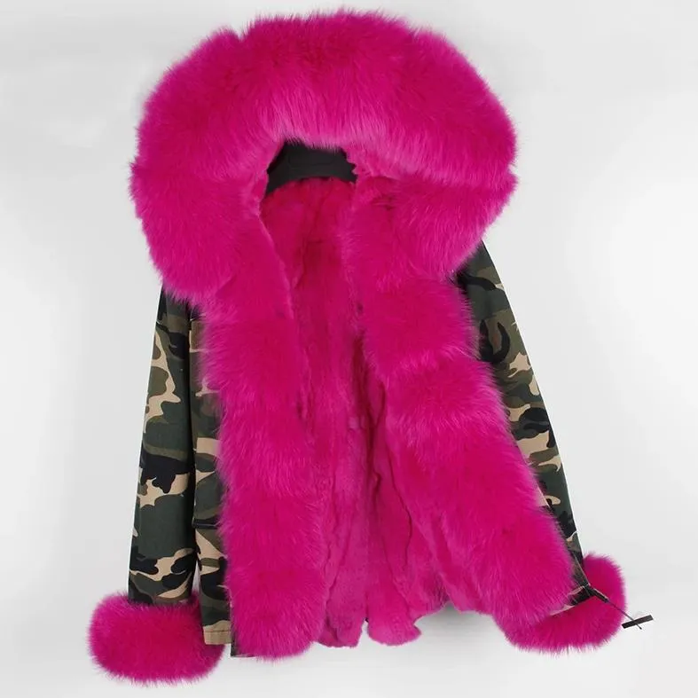 Women's Winter Casual Slim Thick Short Parka With Fox Fur