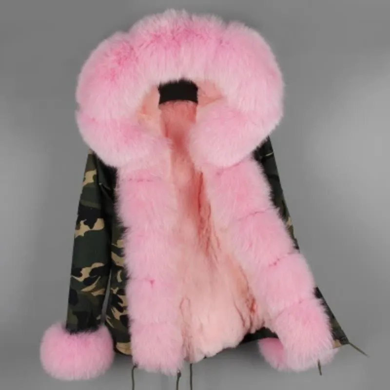Women's Winter Casual Slim Thick Short Parka With Fox Fur