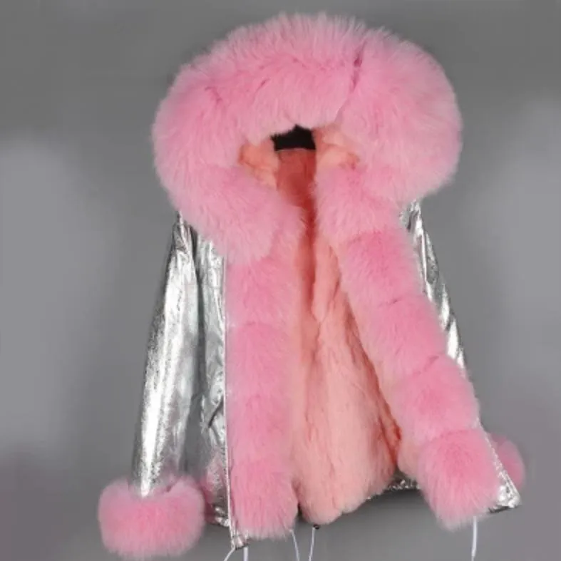 Women's Winter Casual Slim Thick Short Parka With Fox Fur