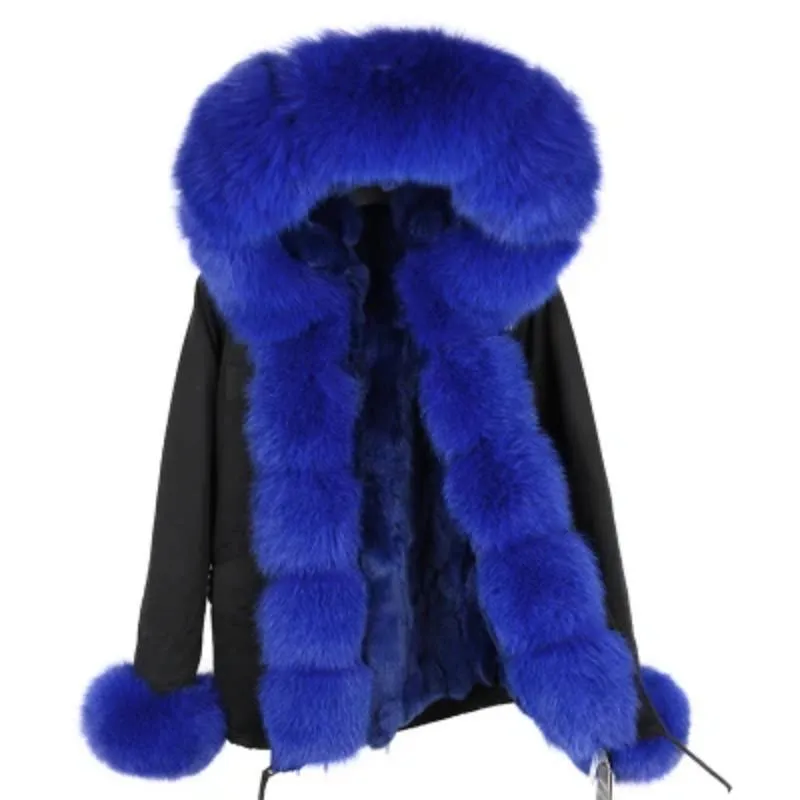 Women's Winter Casual Slim Thick Short Parka With Fox Fur