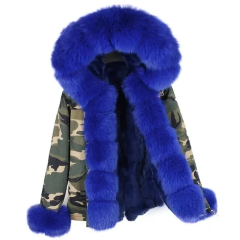 Women's Winter Casual Slim Thick Short Parka With Fox Fur