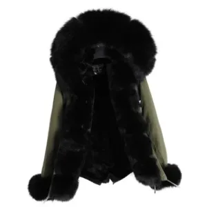 Women's Winter Casual Slim Thick Short Parka With Fox Fur