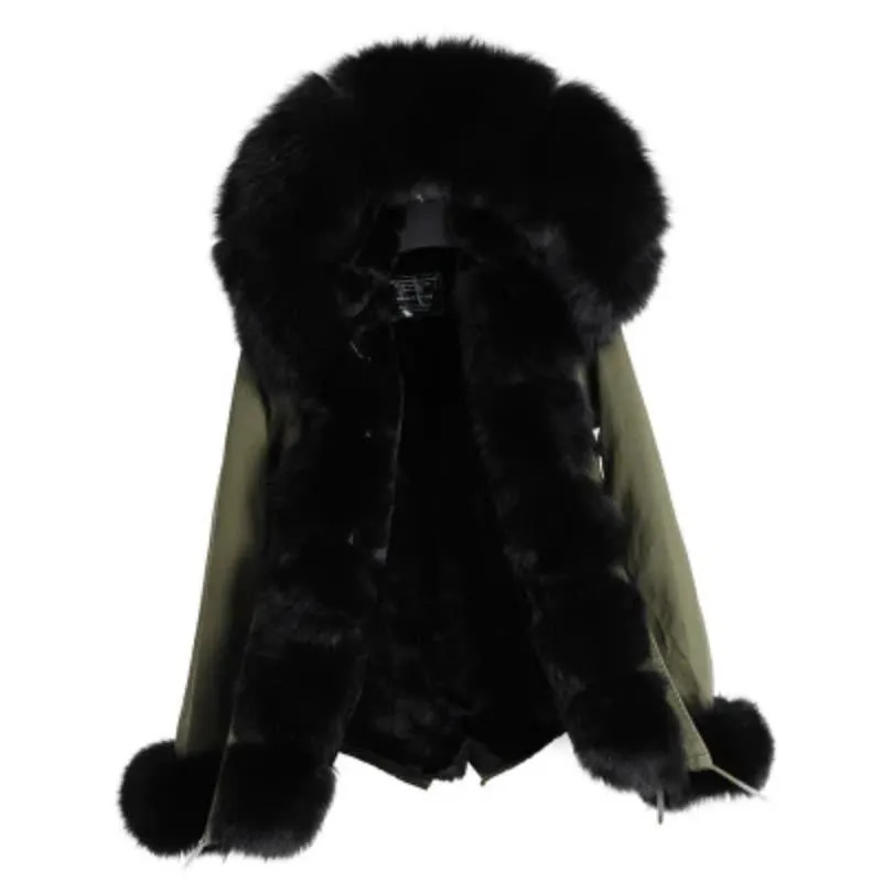 Women's Winter Casual Slim Thick Short Parka With Fox Fur