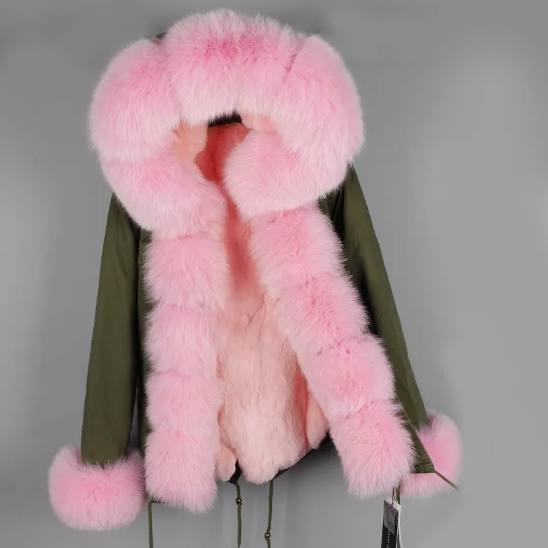 Women's Winter Casual Slim Thick Short Parka With Fox Fur