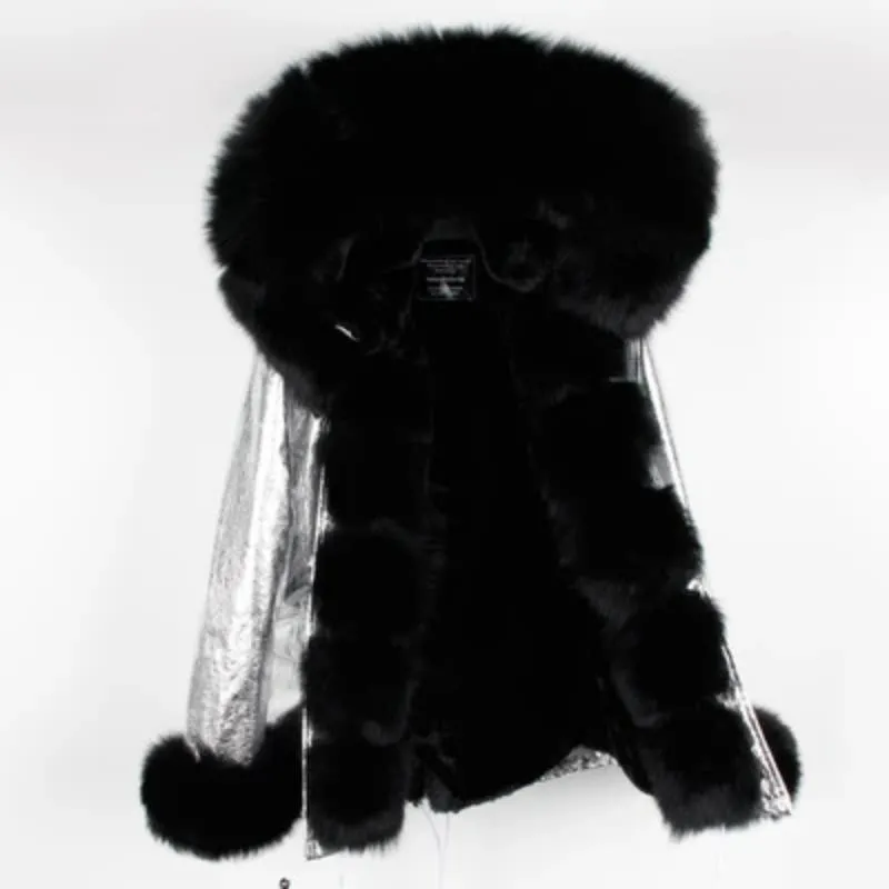 Women's Winter Casual Slim Thick Short Parka With Fox Fur