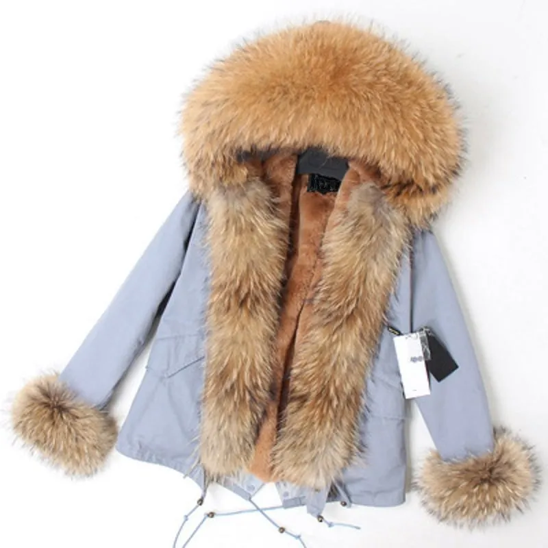Women's Winter Casual Thick Hooded Parka With Raccoon Fur