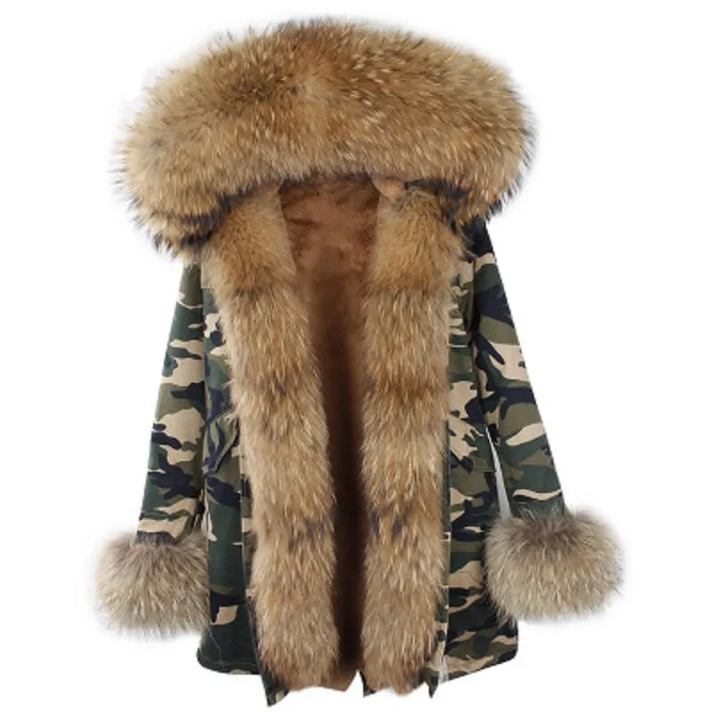 Women's Winter Casual Thick Hooded Parka With Raccoon Fur