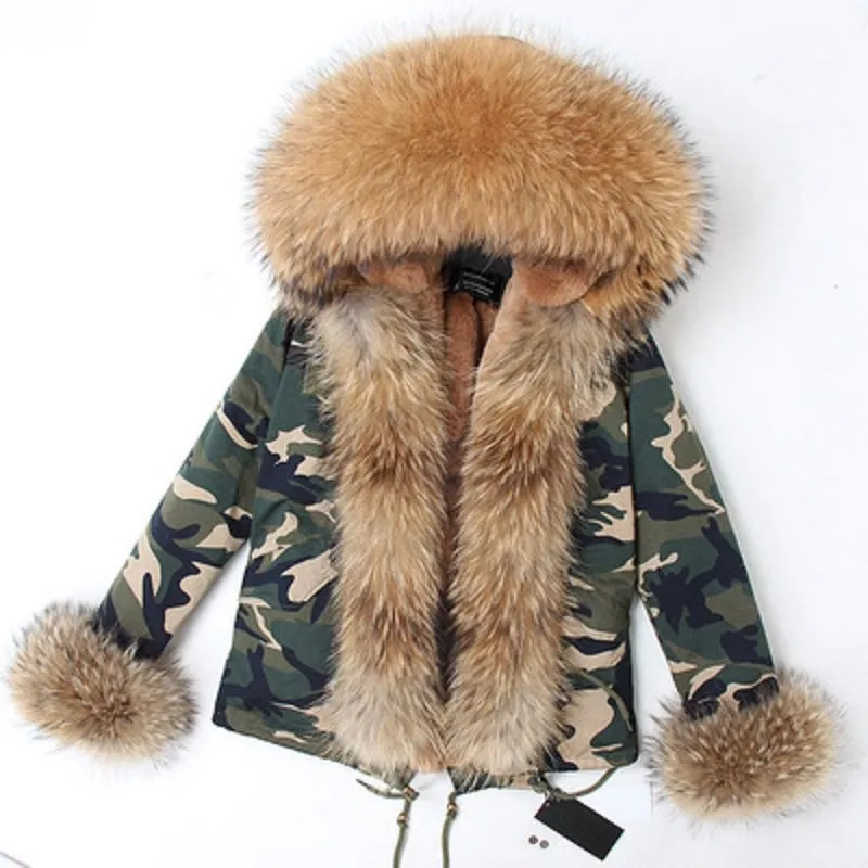 Women's Winter Casual Thick Hooded Parka With Raccoon Fur