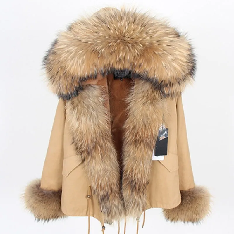 Women's Winter Casual Thick Hooded Parka With Raccoon Fur