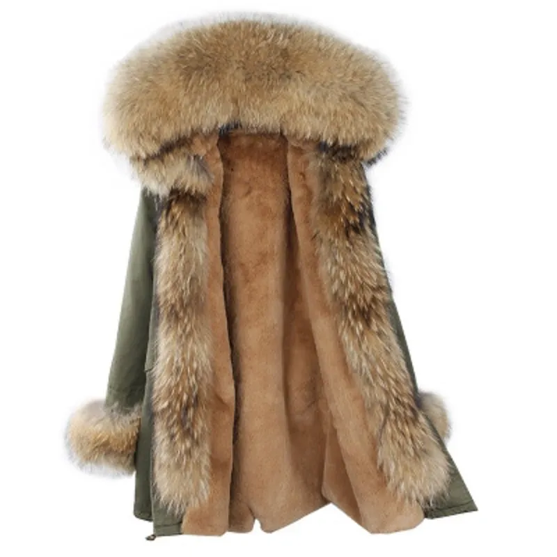 Women's Winter Casual Thick Hooded Parka With Raccoon Fur