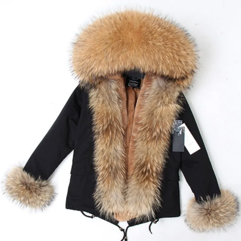 Women's Winter Casual Thick Hooded Parka With Raccoon Fur