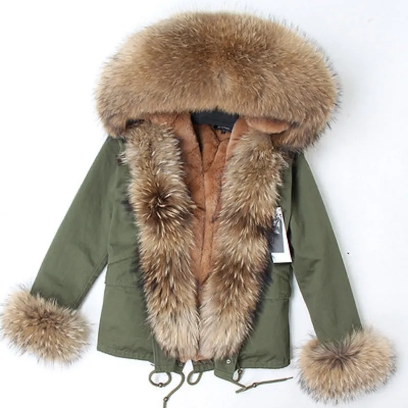 Women's Winter Casual Thick Hooded Parka With Raccoon Fur