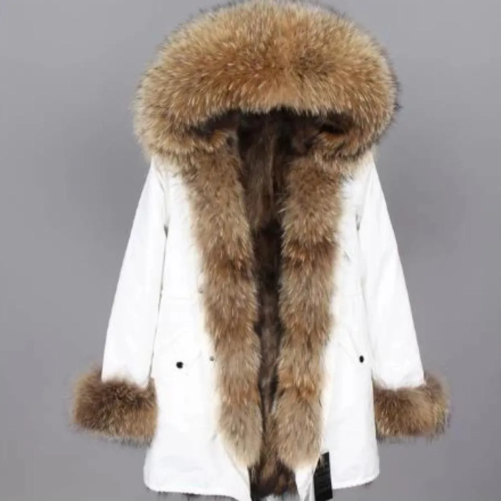 Women's Winter Casual Thick Long Parka With Raccoon Fur