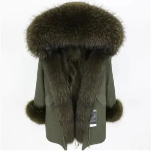Women's Winter Casual Thick Long Parka With Raccoon Fur
