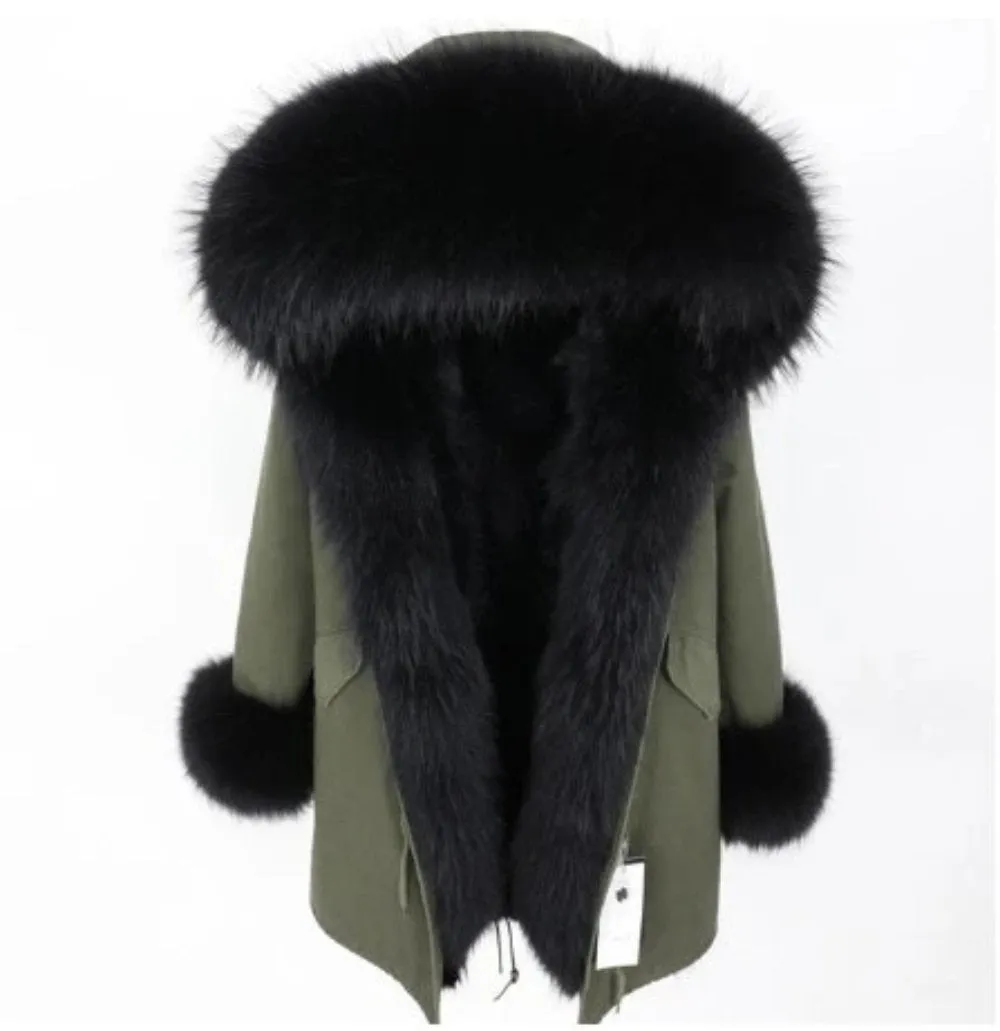 Women's Winter Casual Thick Long Parka With Raccoon Fur