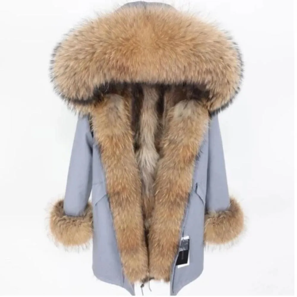 Women's Winter Casual Thick Long Parka With Raccoon Fur