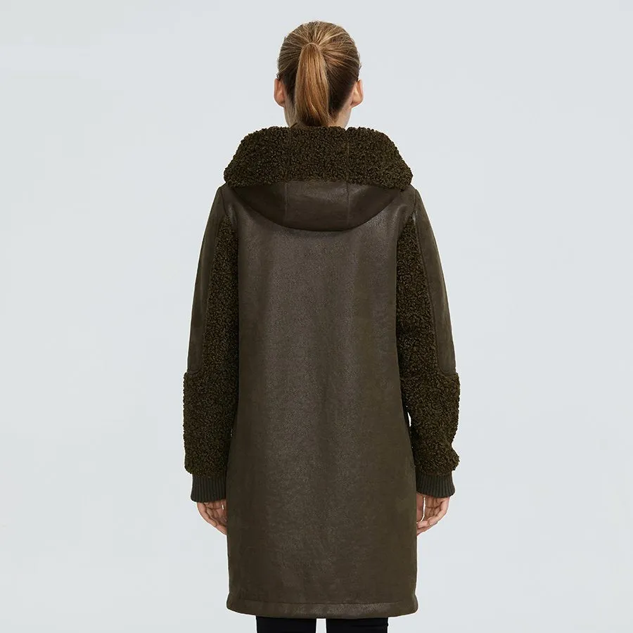 Women's Winter Sheepskin Windproof Slim Parka