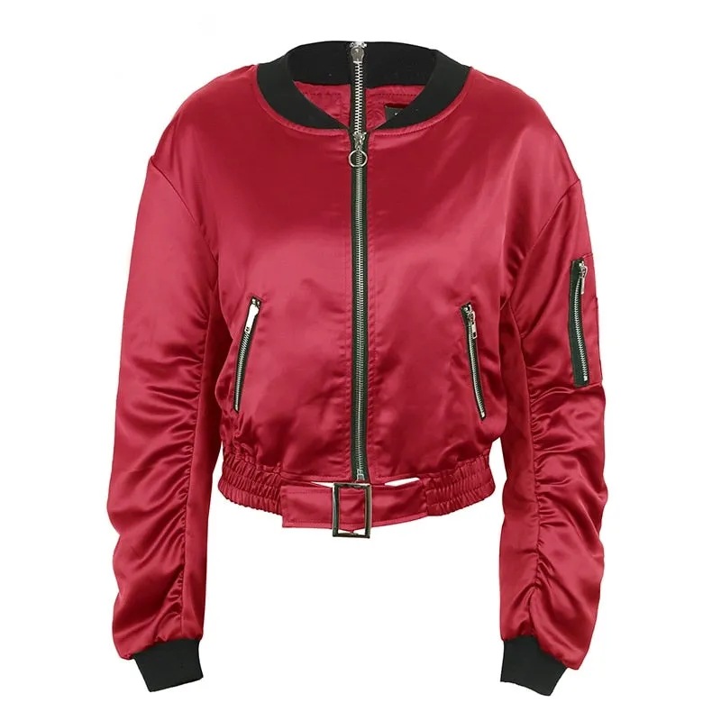 Women's Winter Waist Belt Bomber