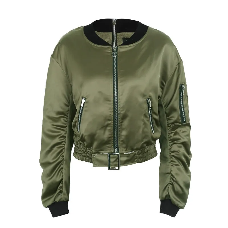 Women's Winter Waist Belt Bomber
