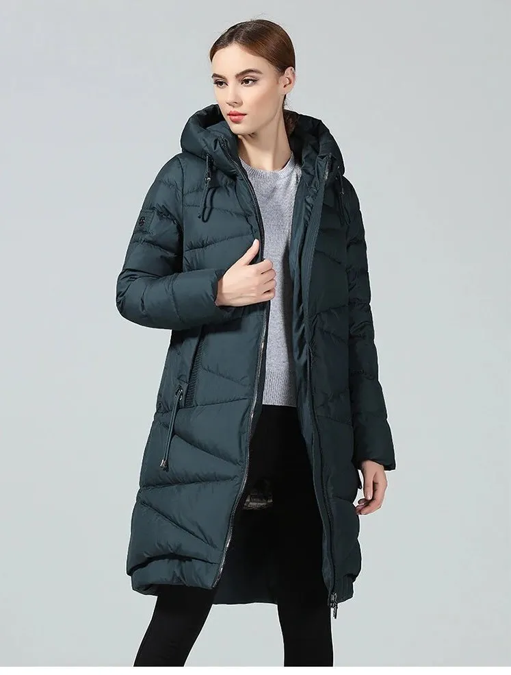 Women's Winter Warm Hooded Long Bio-Down Parka