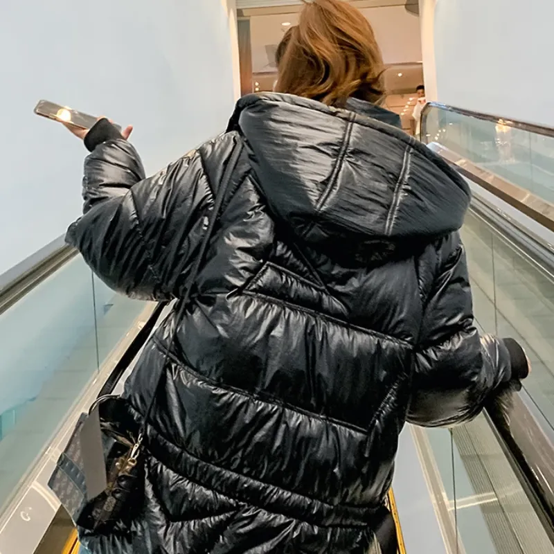 Women's Winter Warm Loose Glossy Long Parka