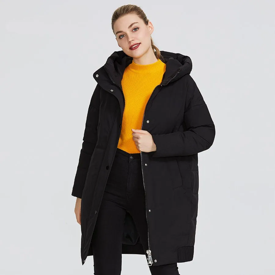 Women's Winter Windproof Polyester Hooded Parka