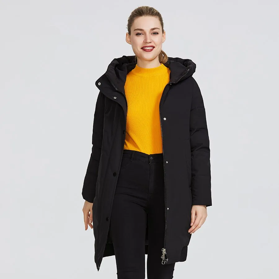 Women's Winter Windproof Polyester Hooded Parka