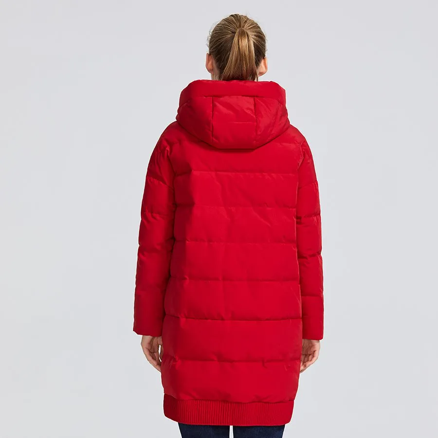 Women's Winter Windproof Polyester Hooded Parka