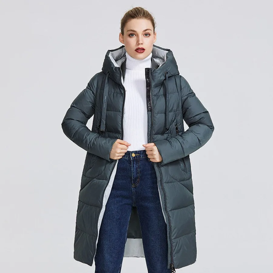 Women's Winter Windproof Thick Parka With Zippers